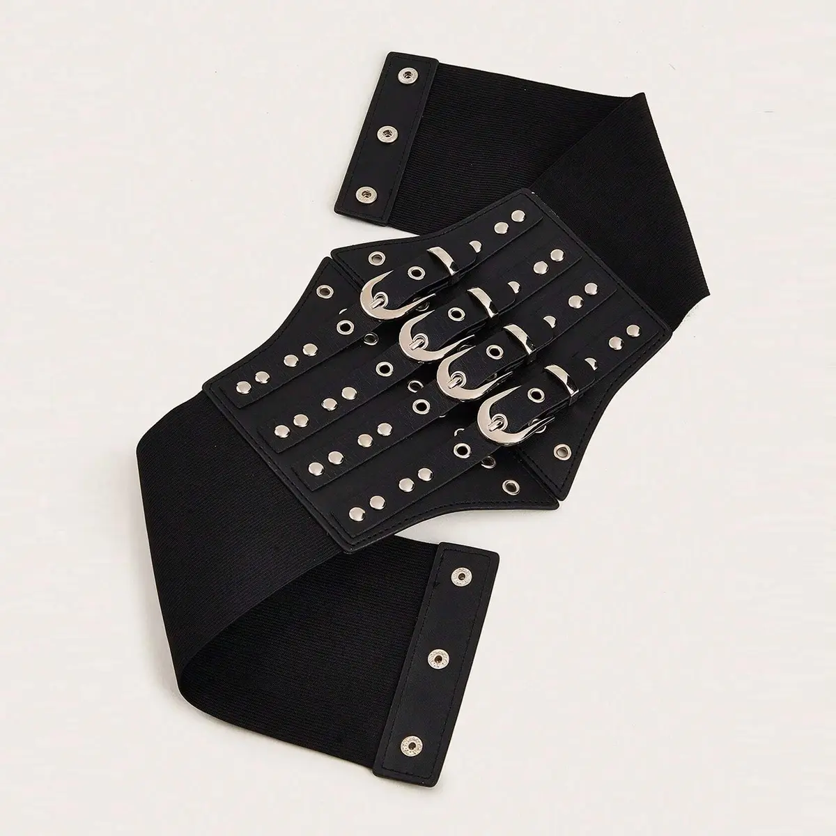 Wide Y2K Black Elastic Designer Belts For Women High Quality Female Waist Goth Rivet Stretch Corset Belt Dress Cummerbunds Big