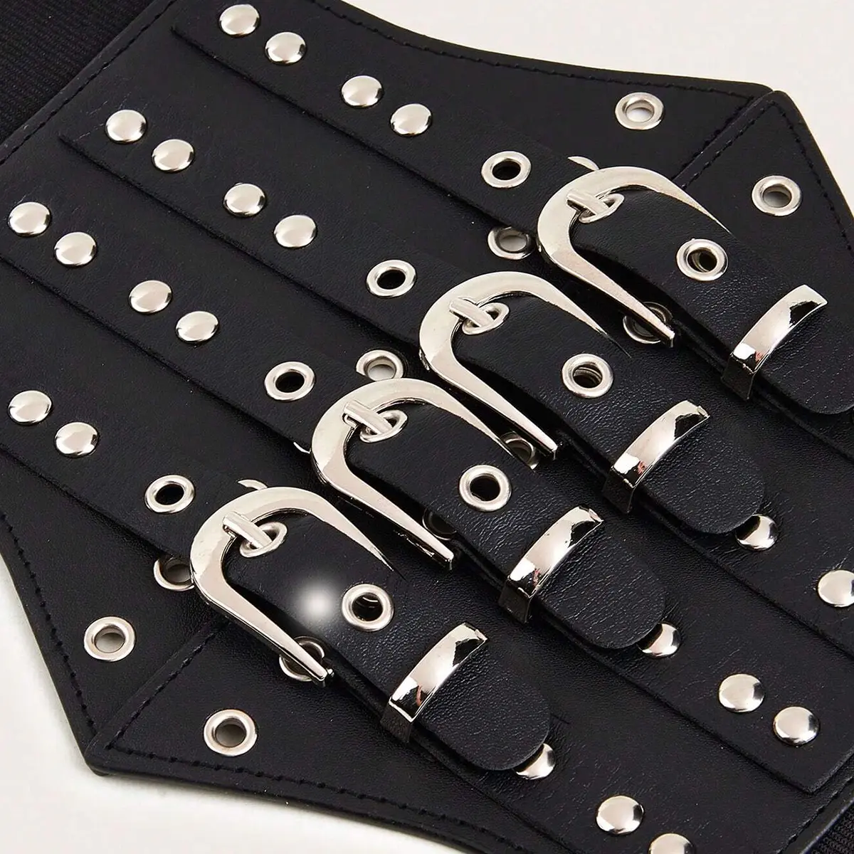 Wide Y2K Black Elastic Designer Belts For Women High Quality Female Waist Goth Rivet Stretch Corset Belt Dress Cummerbunds Big