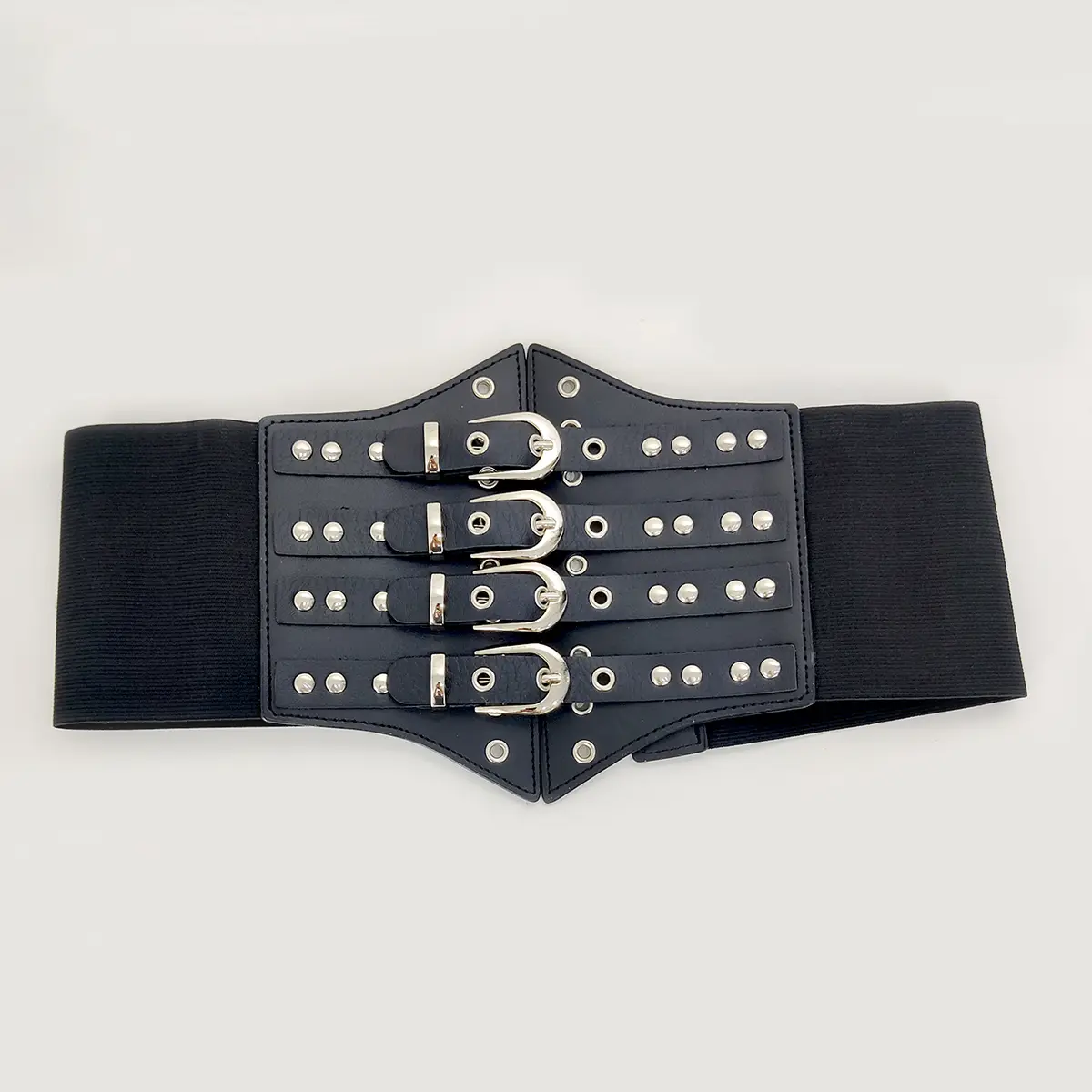Wide Y2K Black Elastic Designer Belts For Women High Quality Female Waist Goth Rivet Stretch Corset Belt Dress Cummerbunds Big