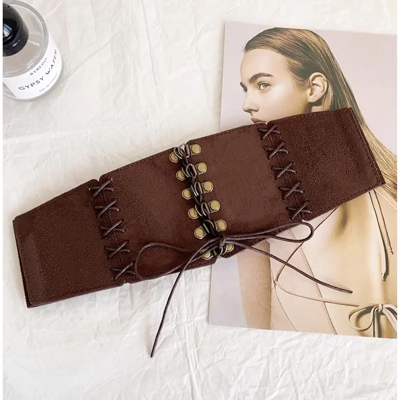 Wide Corset Belt Women High-end Luxury Brands Deerskin PU Cummerbund Hip Hop Belt Female Punk Gothic Y2K Waistband for women