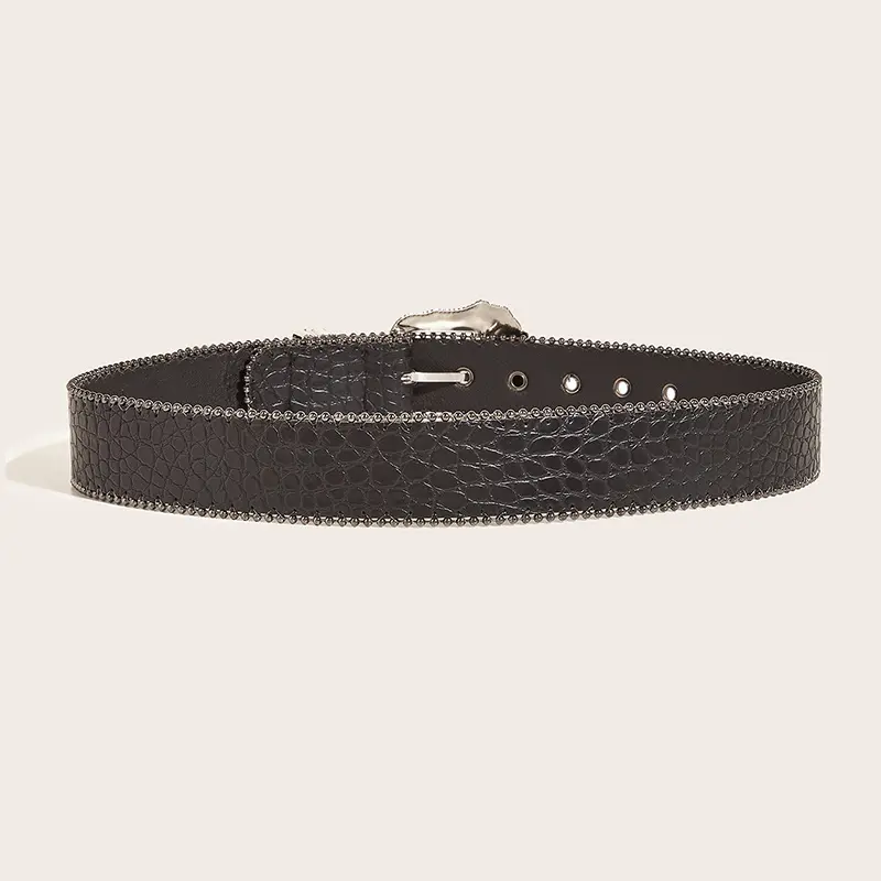 Unisex Jeans Belt Goth Y2k Designer Belts For Women High Quality Luxury Black Punk Accessory 3.8cm Waistband Men Belt Boho