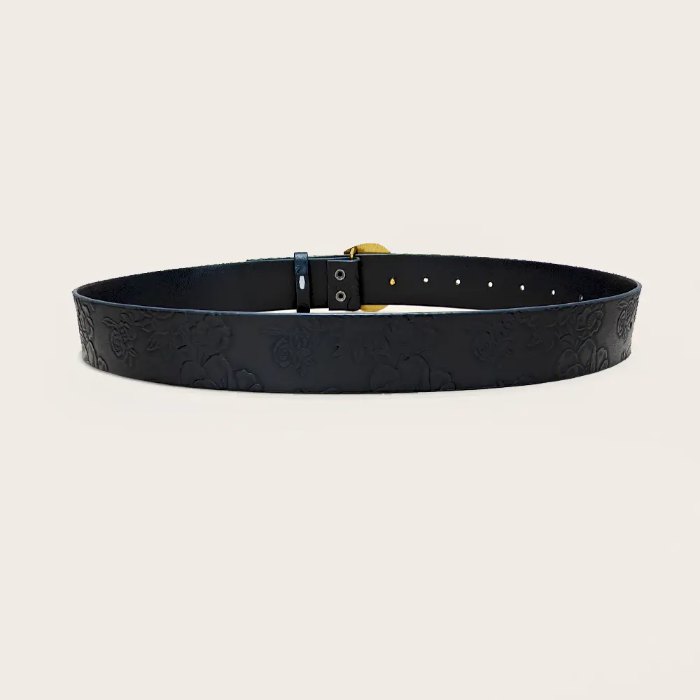 High-end Luxury Designer PU Leather Belt for Men & Women Black Floral Engraved Belt Letter C Buckle Elegant Jeans Belt FeMale