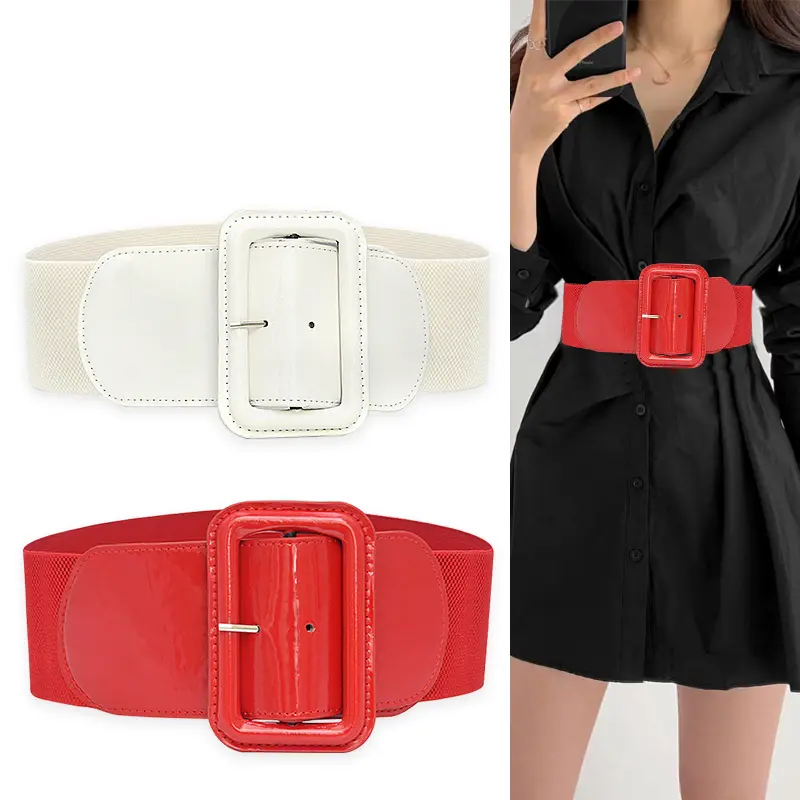 Plus Size Elastic Black Corset Belt Female Waist Big Wide Stretch Cummerbunds Red Designer Belts For Women Waistband Shapper