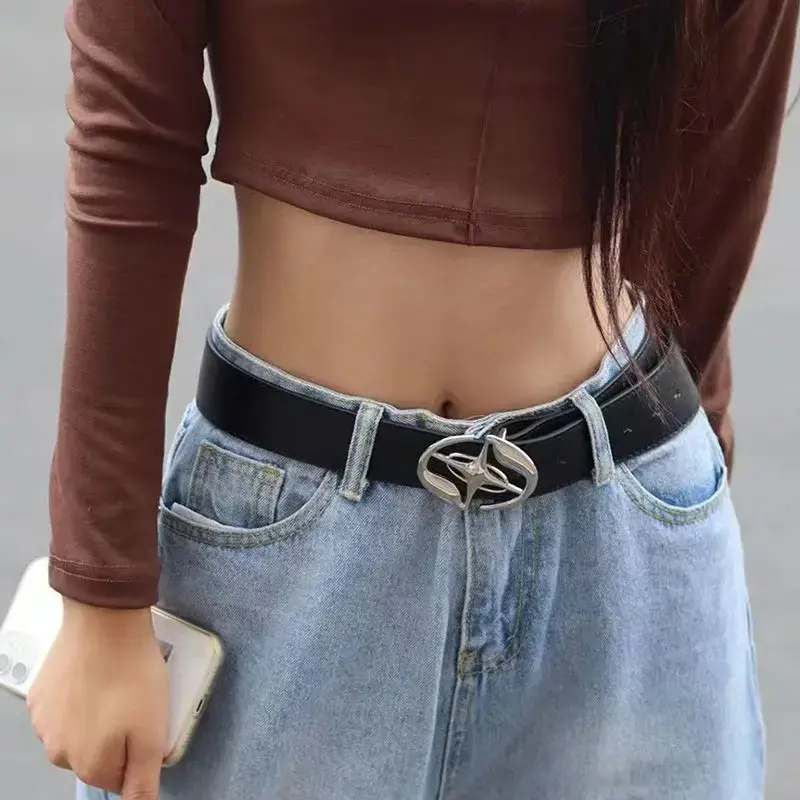 Geometric Hollow Out Comet Buckle Belt For Men Suitable For Christmas Gift Parties Casual Entertainment Venues Etc