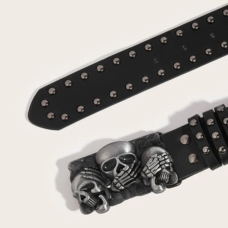 Desinger Belts For Women High Quality Luxury Brand Punk Goth Rivet Black Jeans Unisex Men Belt Paw Skull Buckle Waistband Man