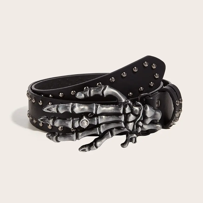 Desinger Belts For Women High Quality Luxury Brand Punk Goth Rivet Black Jeans Unisex Men Belt Paw Skull Buckle Waistband Man