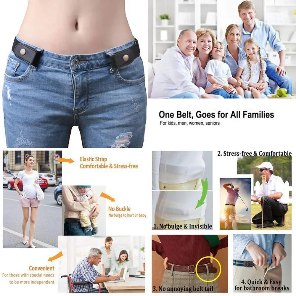 Easy Belt Without Buckle Elastic Belts For Women Stretch riem Men Jeans Cintos Extensible Kids Boys Girls Cinturon Mujer Strap