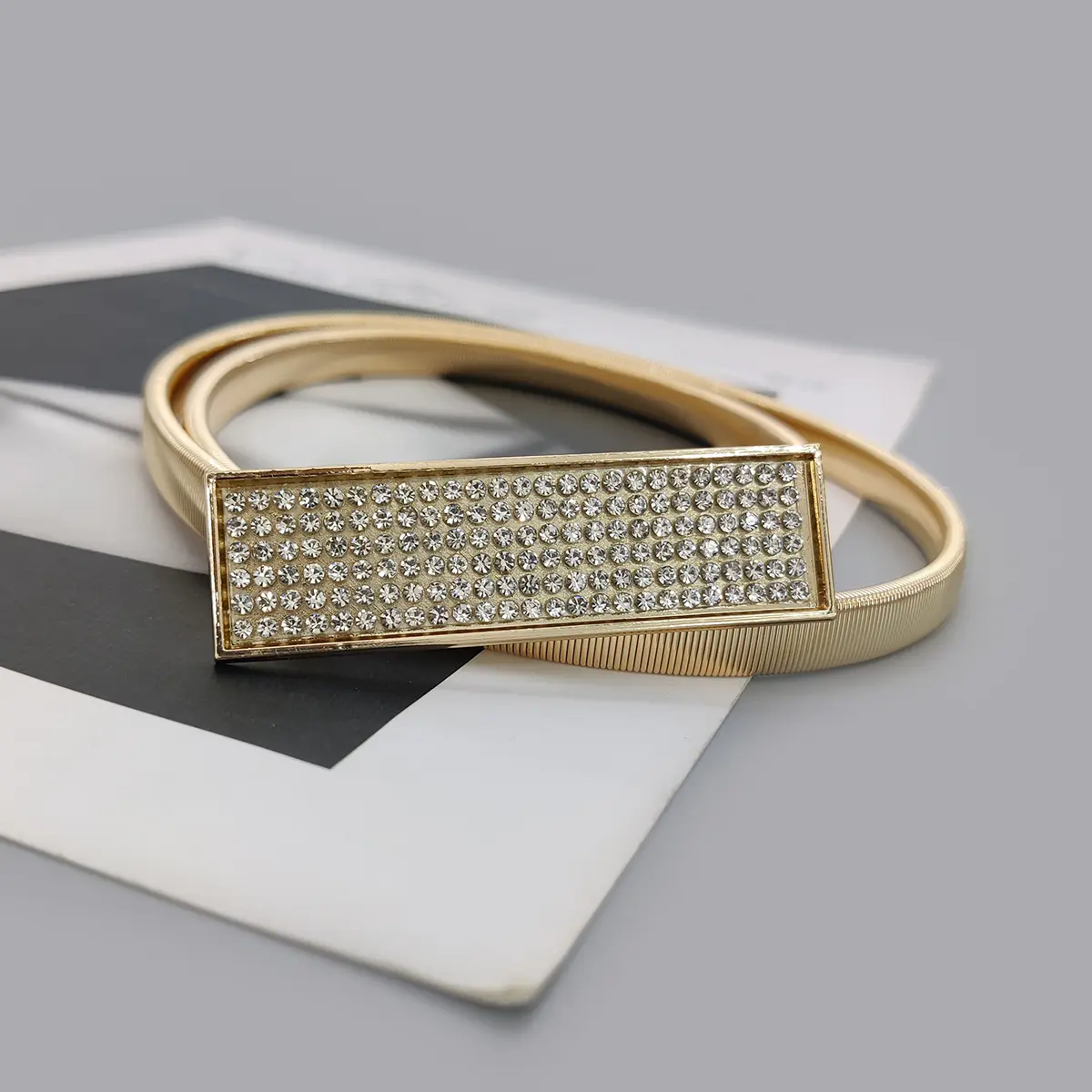 Elastic Gold Chain Belt Female Waist Punk Y2K Silver Metal Rhinestone Belts For Women High Quality Luxury Golden Waistband