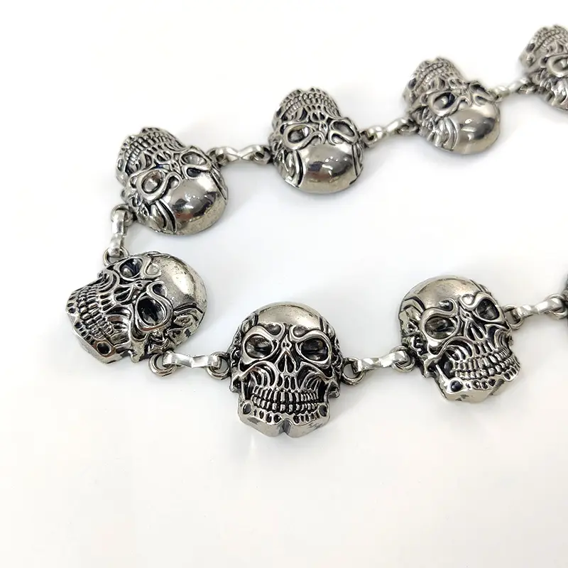 Punk Skull Silver Waist Chain Belt Female Gothic Designer Belts For Women Rock High-end Luxury Brands Metal Y2K Waistband