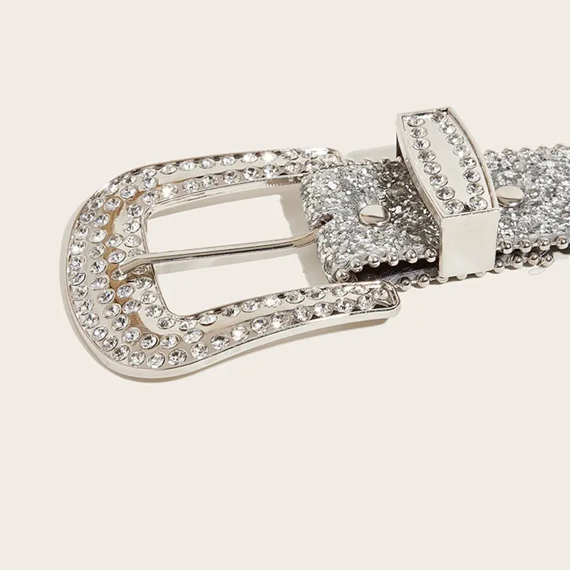 Desinger Belts For Women High Quality Luxury Female Waist Sequin Rhinestone Buckle All-Eyelet Punk Goth Y2k Golden Belt Men