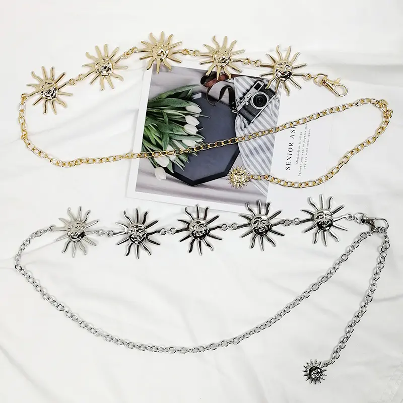 Gold Chain Belt Female Waist Moon Sun Metal Belts For Women Punk Dress Waistband Gothic Jeans Accessory Long Ketting Riem