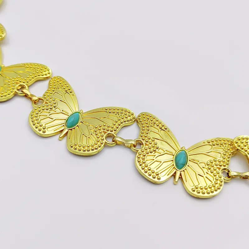 Vintage Female Waist Chain Belt Punk Y2K Sapphire Metal Belts For Women Butterfly Luxury Golden Waistband for summer Skirt Jeans