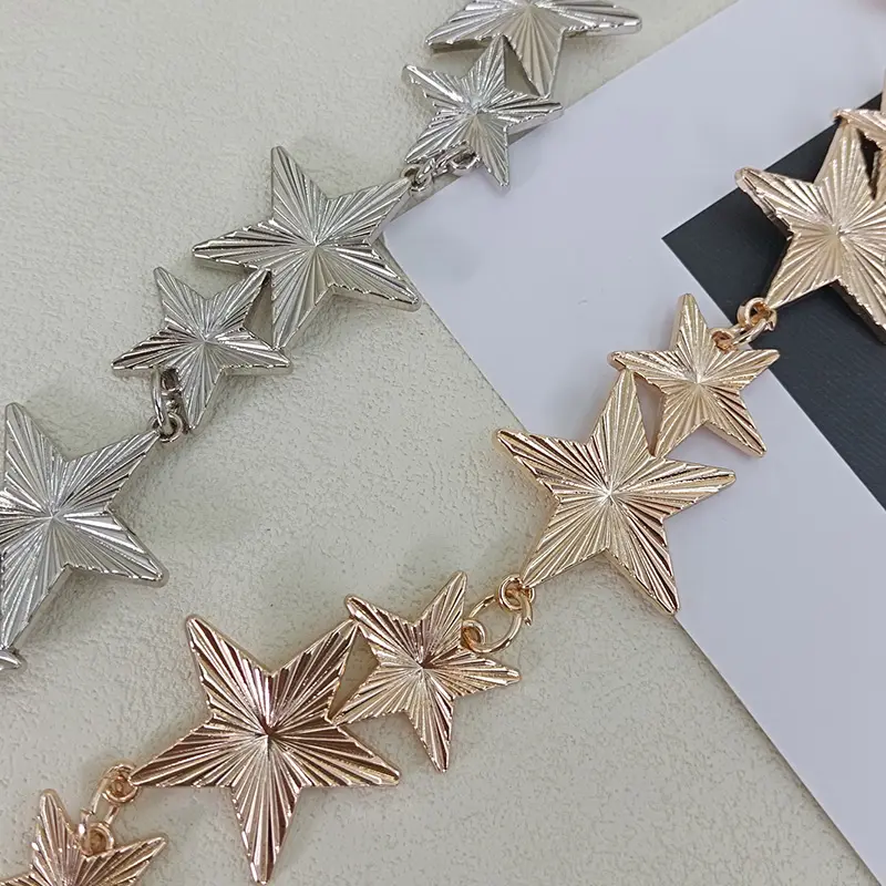Fashion Golden Metal Waist Chain Belt High-End Luxury Brands Silver Stars Punk Gothic Y2K Waistband Designer Belts For Women