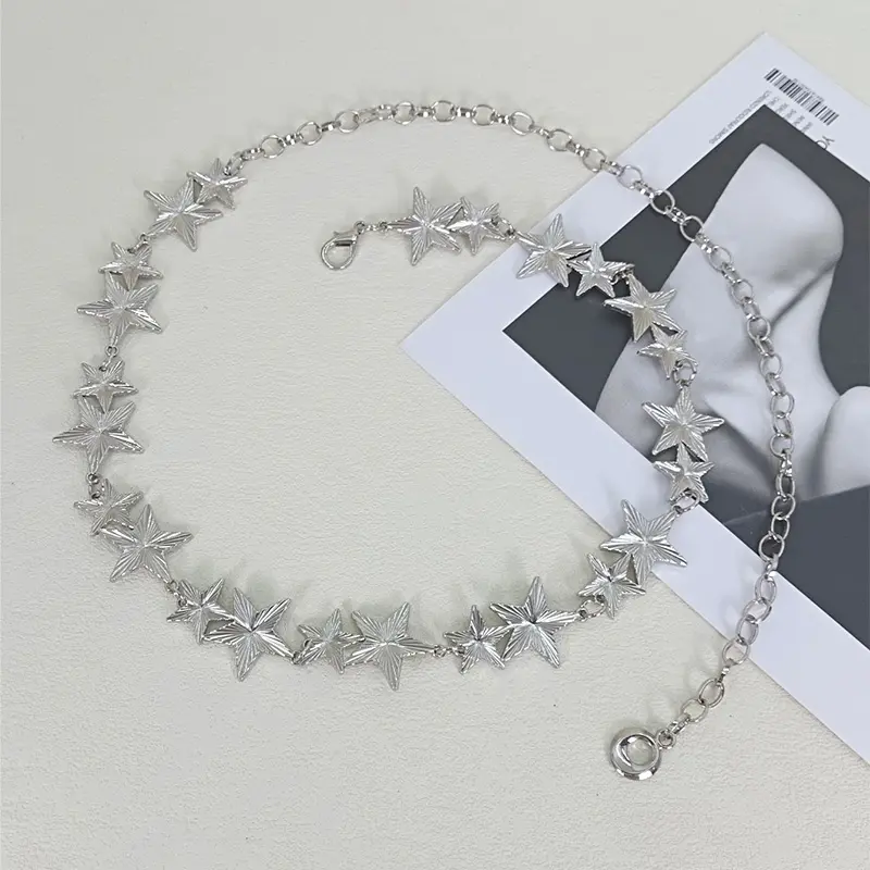 Fashion Golden Metal Waist Chain Belt High-End Luxury Brands Silver Stars Punk Gothic Y2K Waistband Designer Belts For Women