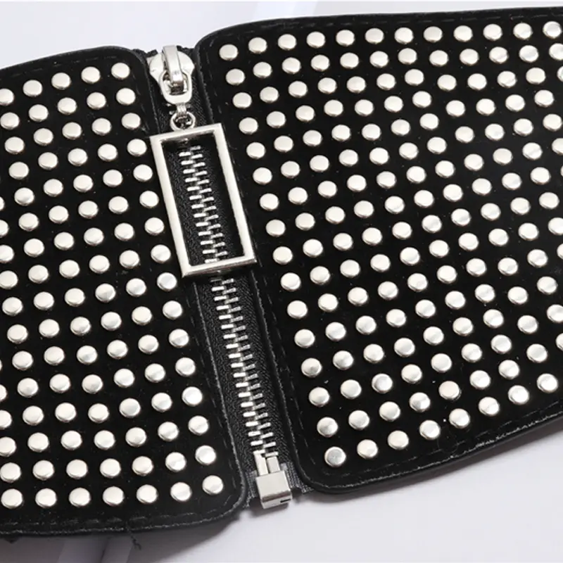 Punk Rivet Inlay Wide Elastic Corset Belt Female Waist Goth Plus Size Stretch Cummerbunds Big Designer Belts For Women Waistband