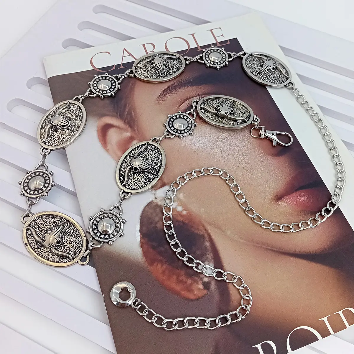 Vintage Silver Chain Belt Sun Bull Coins Female Waist Y2K Dress Waistband Designer Belts For Women High Quality Punk Corset