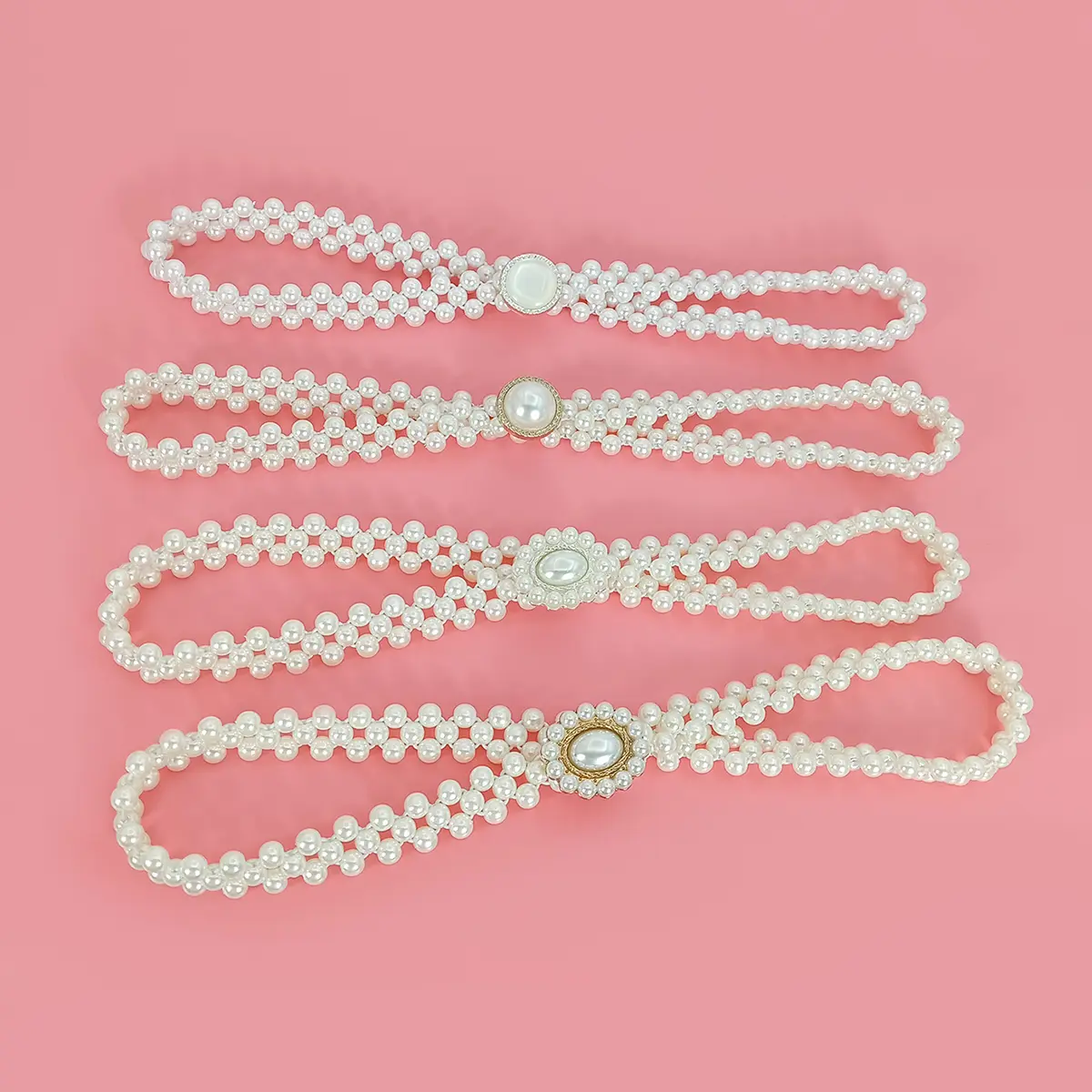 Faux Pearl Belt Agate inlay Womens Elastic Elegant Waist Chain Oval Pearl Decorative Dress Belts Waist Trendy Party Accessories