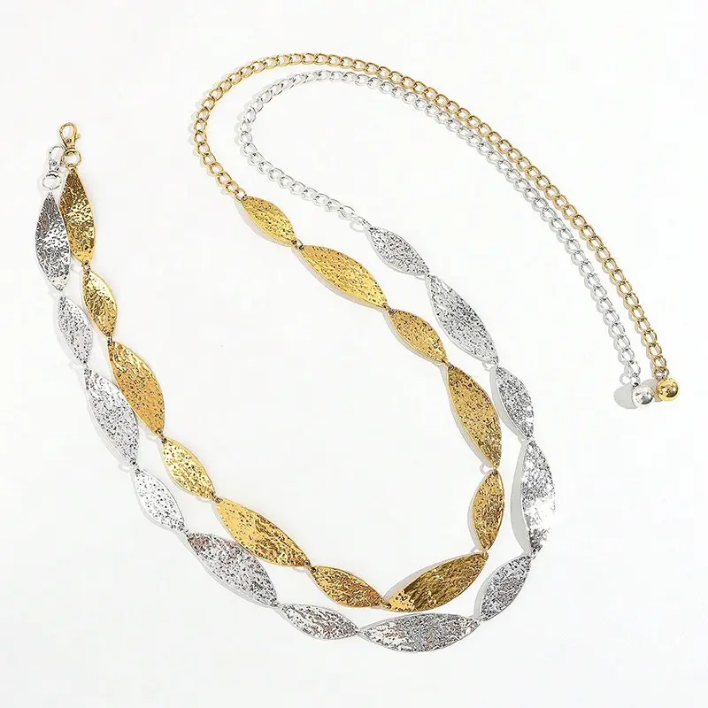 Fashion Golden Female Waist Chain Belt Western cowgirl leaf punk Metal Belts For Women Luxury Silver Waistband for summer beach