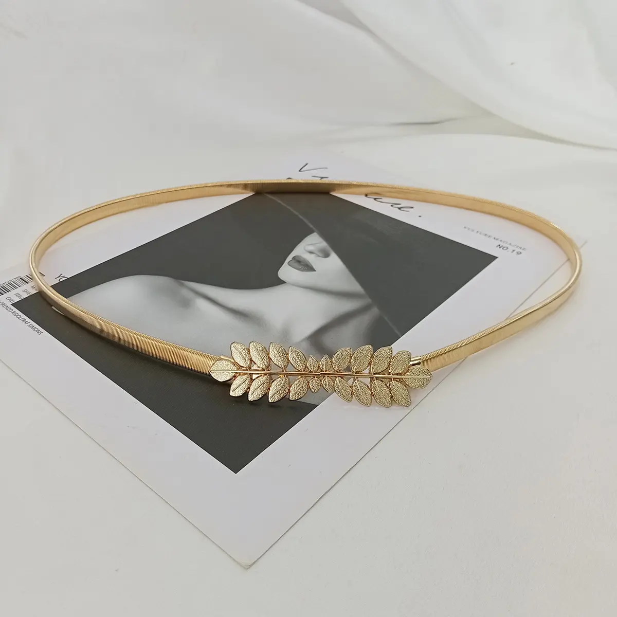 Fashion Elastic Gold Chain Belts For Women High Quaity Luxury Female Waist Silver Metal Corset Belt Stretch Cummerbunds leaf