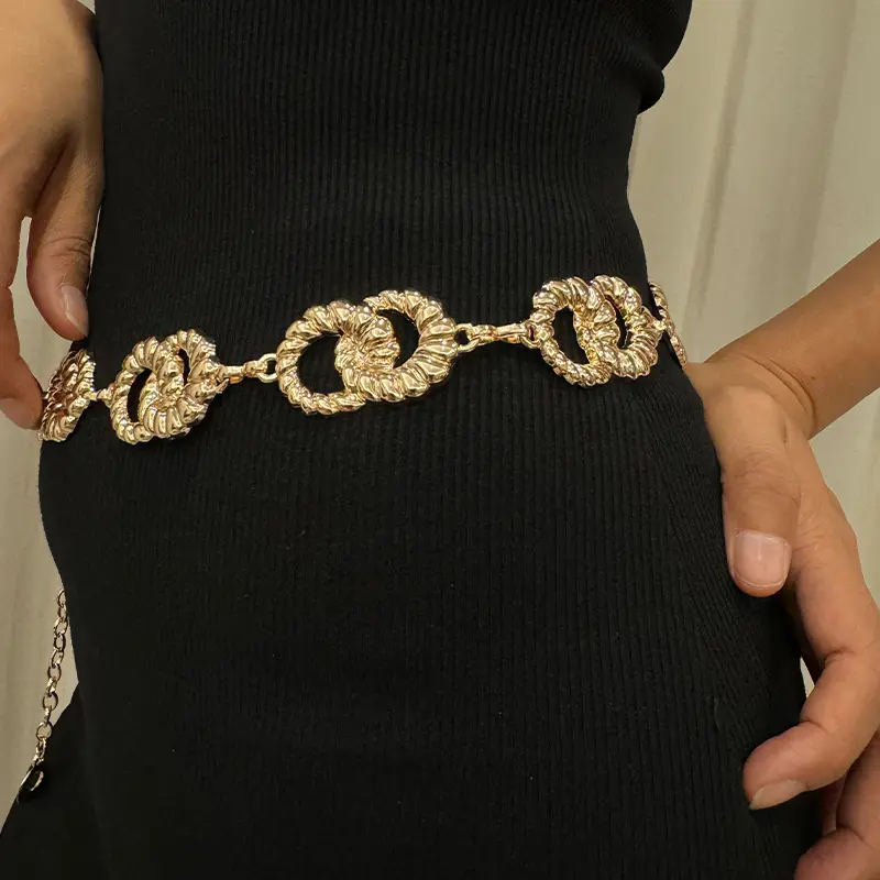 Fashion Gold Chain Belt Female Waist Adjustable Desinger Belts For Women High Quality Luxury Brand Punk Metal Dress Waistband