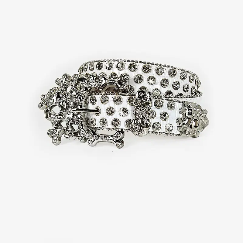 Punk Rhinestone Men's Belt male female fashion Skull western Gothic Accessory Belt For Women Y2K Girdle Jeans Belt Plus Size