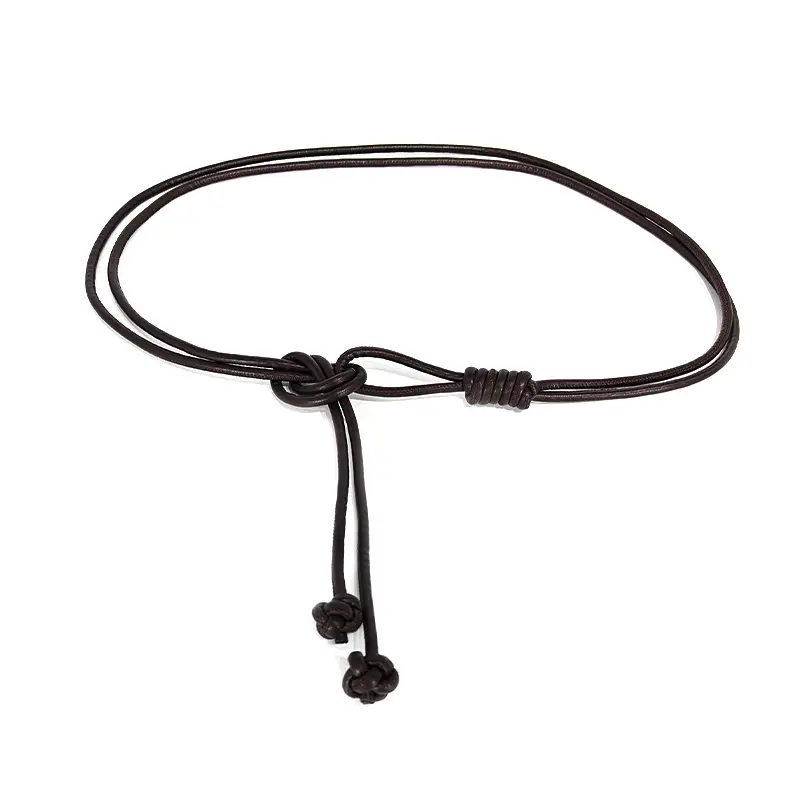 New Round Leather Rope Dresses Coat Decoration String Waist Belt For Women Solid Fashion Long Waist Chain Vintage Waistband