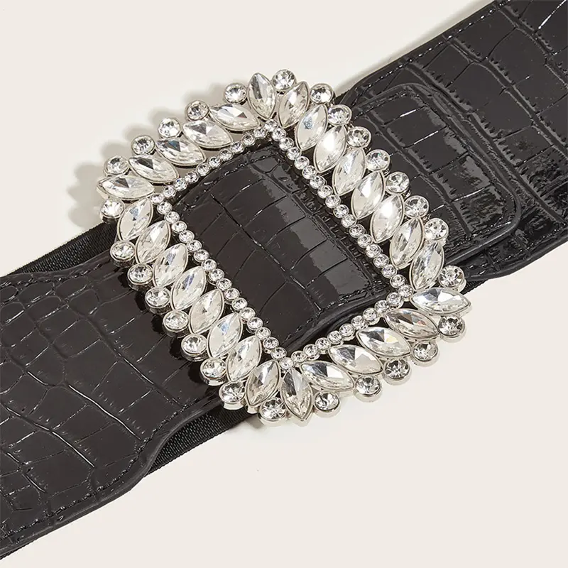 Rhinestone Wide Elastic Corset Belt Female High-end Luxury Brands Cummerbund Hip Hop Belts For Women Punk Gothic Y2K Waistband