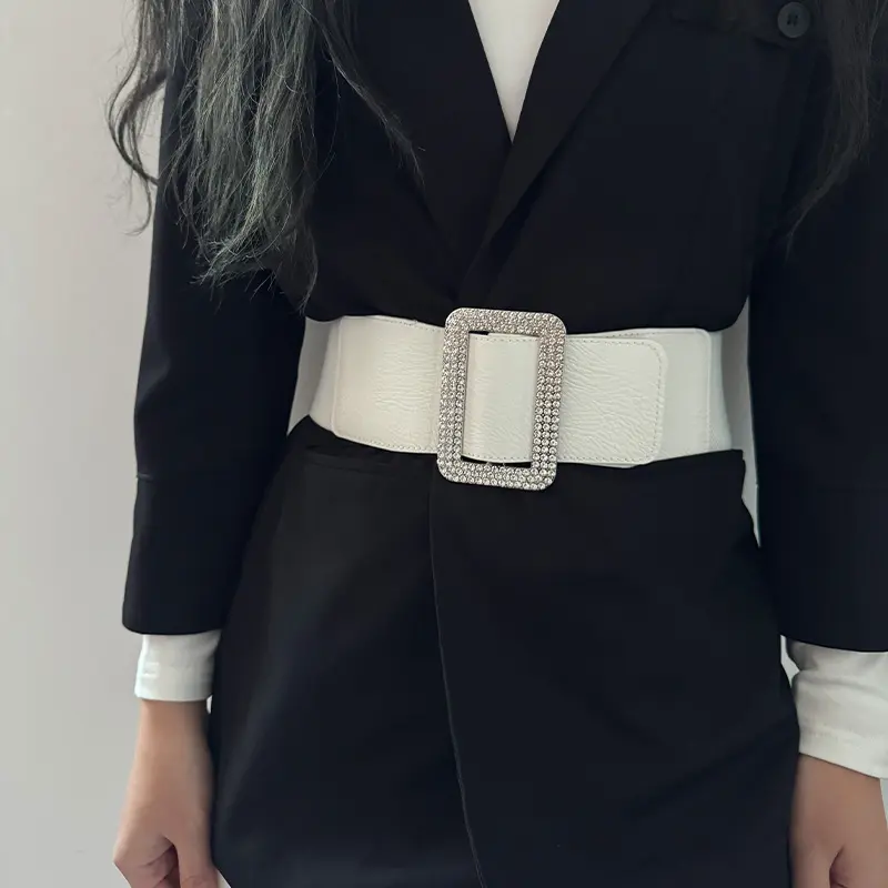 Fashion Plus Size Rhinestone Bucket Elegant Corset Belts for Women Wide Elastic Stretch Cummerbunds Female Dress Coat Waistband