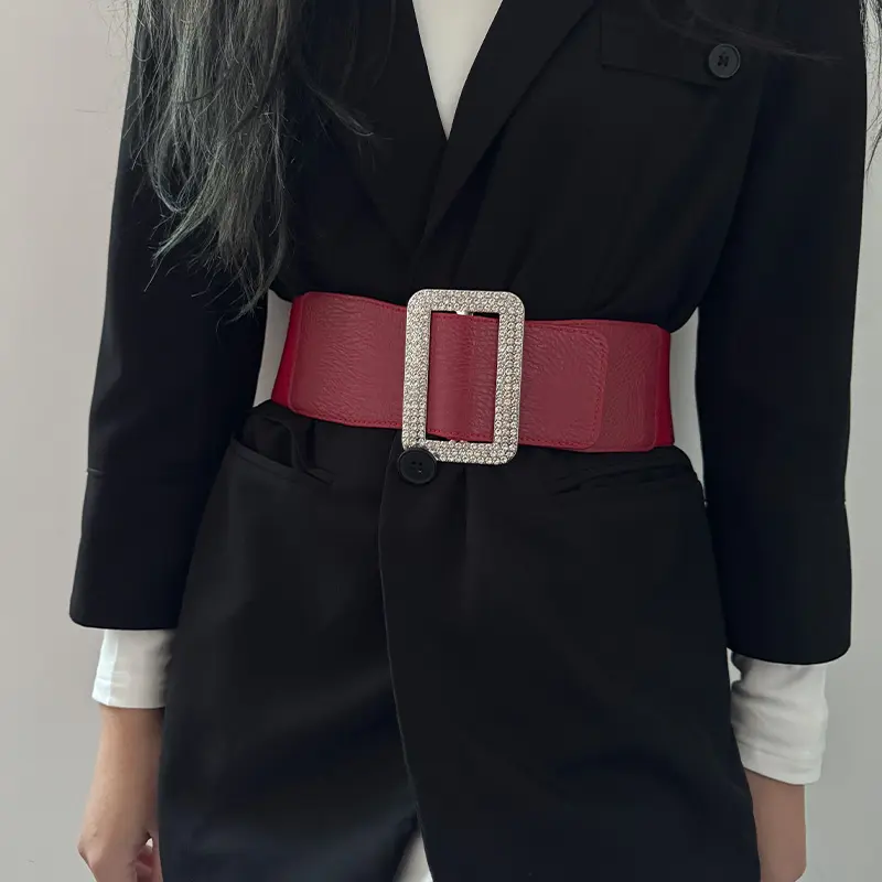 Fashion Plus Size Rhinestone Bucket Elegant Corset Belts for Women Wide Elastic Stretch Cummerbunds Female Dress Coat Waistband