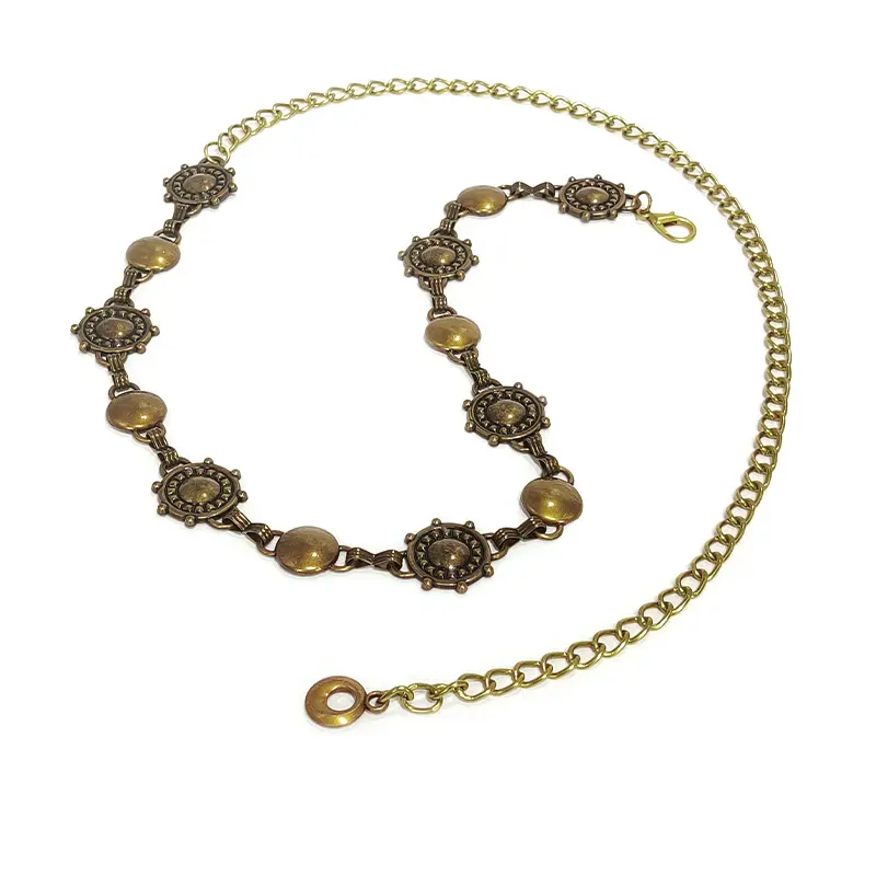Western Women's Metal Chain Belts Female Luxury Designer Retro Bohemian ethnic style Gold Belts for Ladies Elegant Waist Girdle
