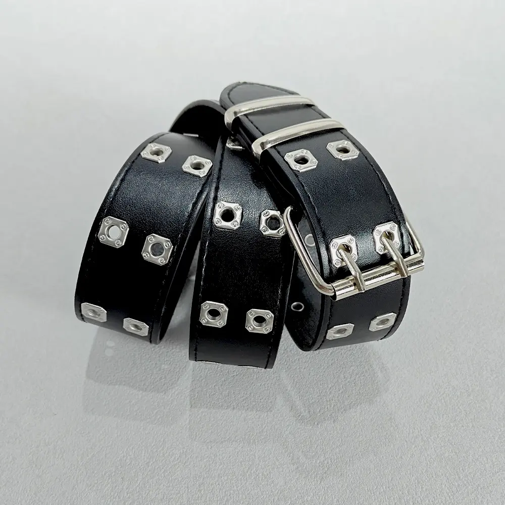 Retro Square Rivet Men's Belt With Three Row Needle Buckle Hip-Hop Rock Punk Y2k Style Jeans Belts For Women Goth Waistband
