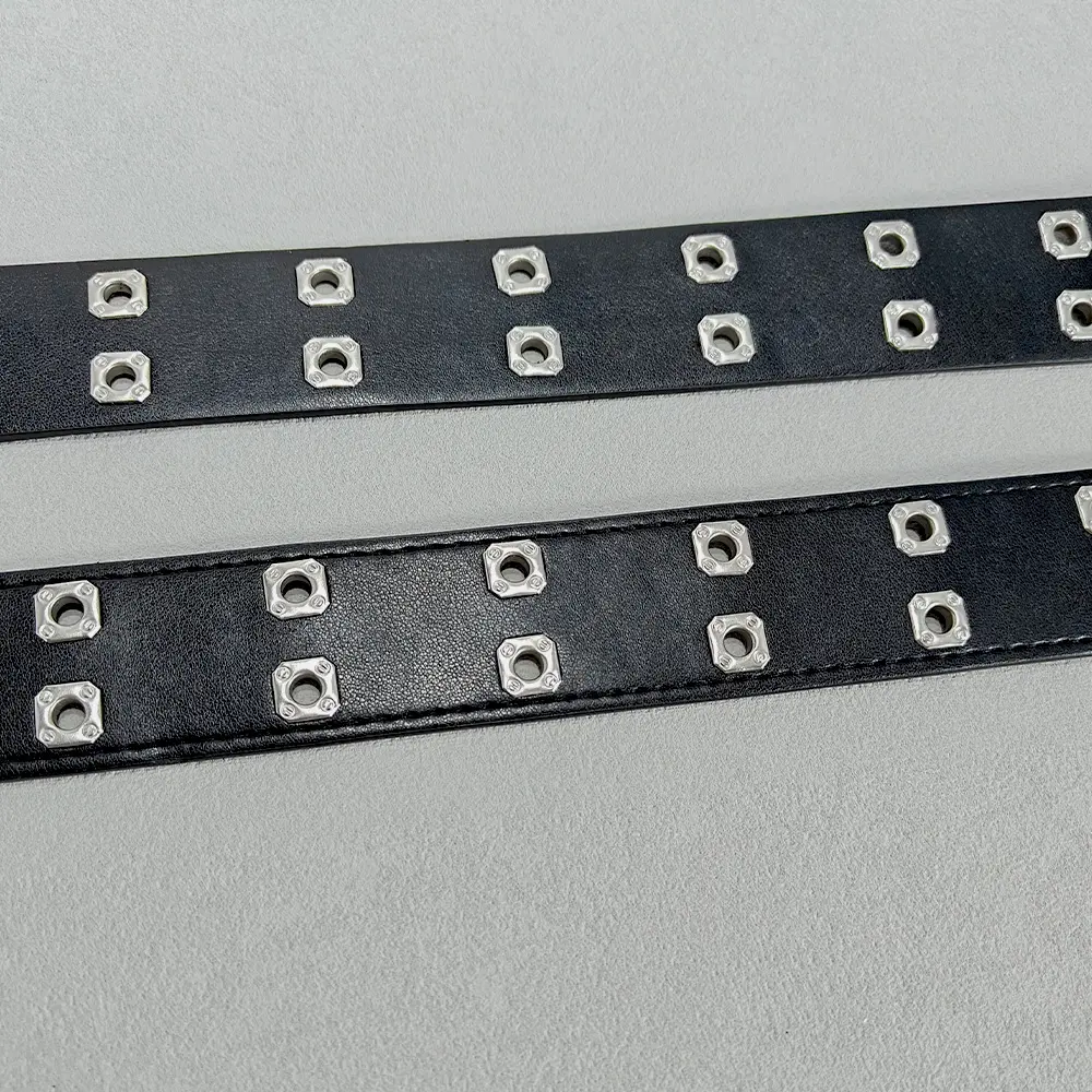 Retro Square Rivet Men's Belt With Three Row Needle Buckle Hip-Hop Rock Punk Y2k Style Jeans Belts For Women Goth Waistband