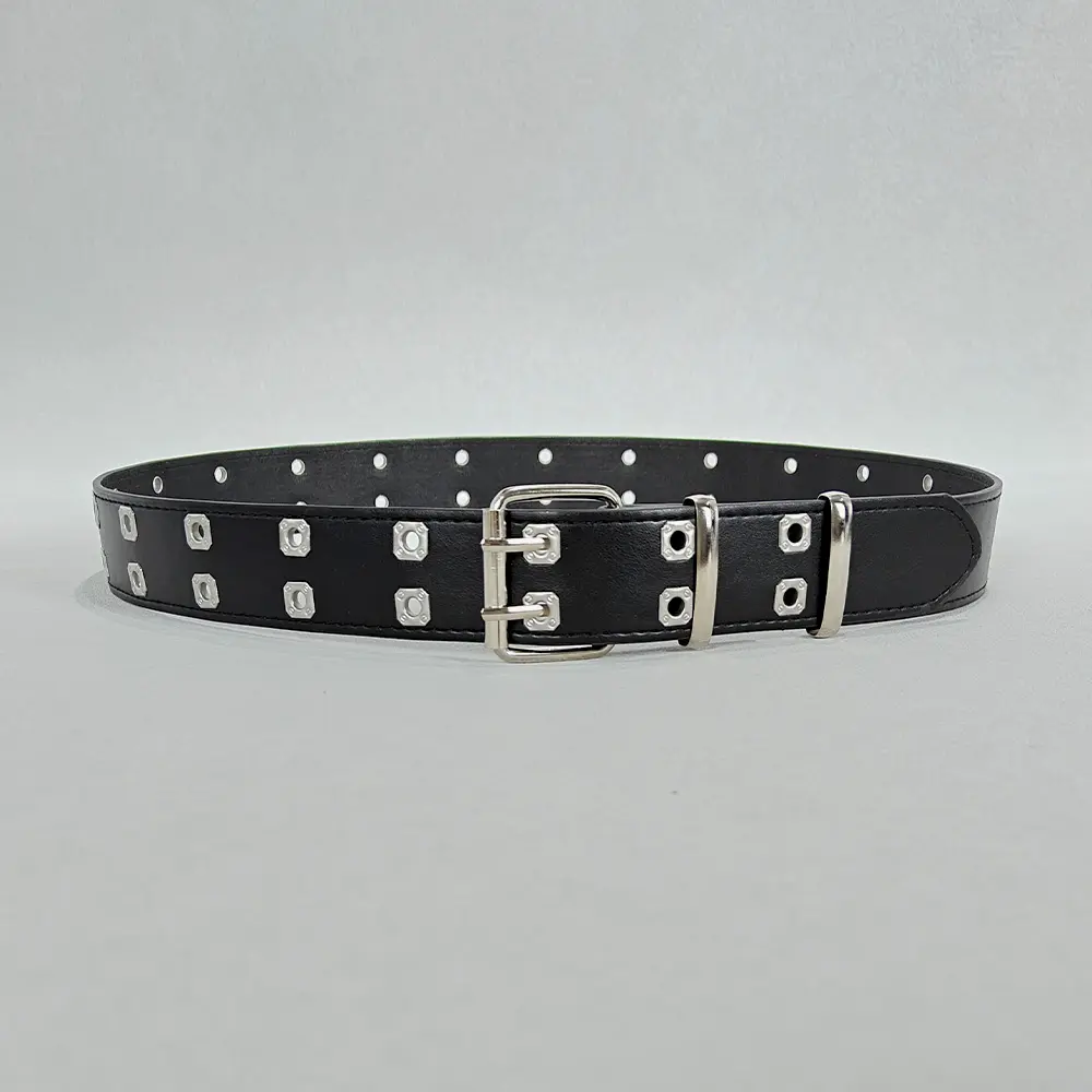 Retro Square Rivet Men's Belt With Three Row Needle Buckle Hip-Hop Rock Punk Y2k Style Jeans Belts For Women Goth Waistband