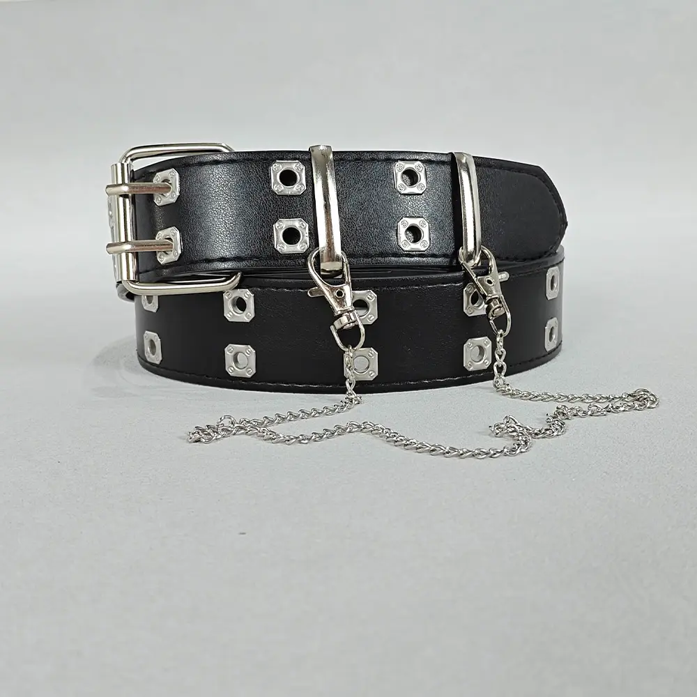 Retro Square Rivet Men's Belt With Three Row Needle Buckle Hip-Hop Rock Punk Y2k Style Jeans Belts For Women Goth Waistband