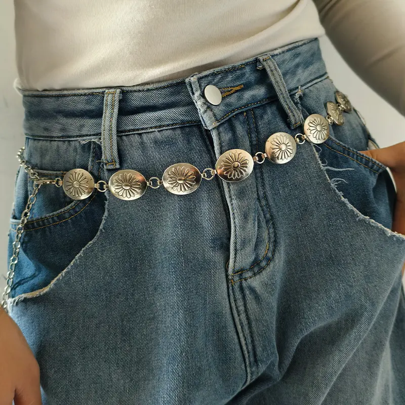 Silver Retro Metal Waist Chain Belt Female Gothic Accessory Women's New Summer Versatile Match Skirts Jeans Waistband Trendy