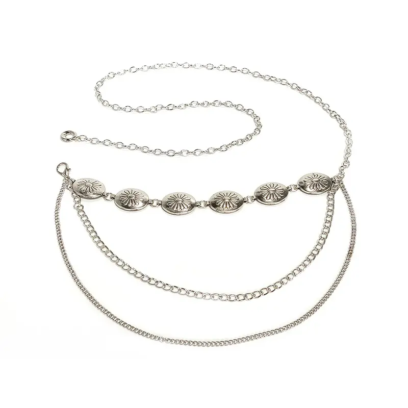 Silver Retro Metal Waist Chain Belt Female Gothic Accessory Women's New Summer Versatile Match Skirts Jeans Waistband Trendy