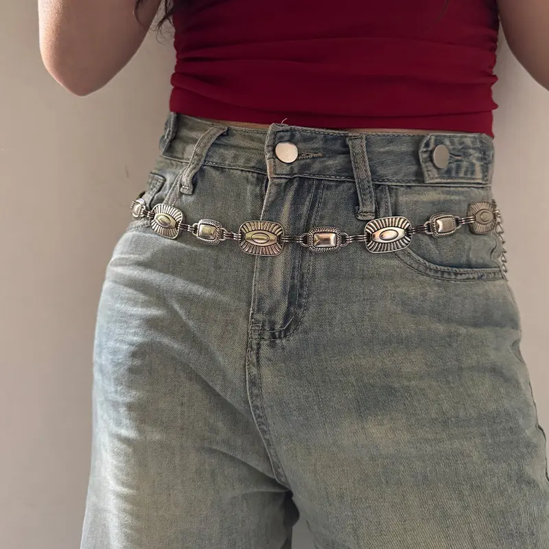 Western Cowgirl accessories Bohemian ethnic style high-end metal chain belts Female Dress Jeans Belts Lady Waistband Body Chain