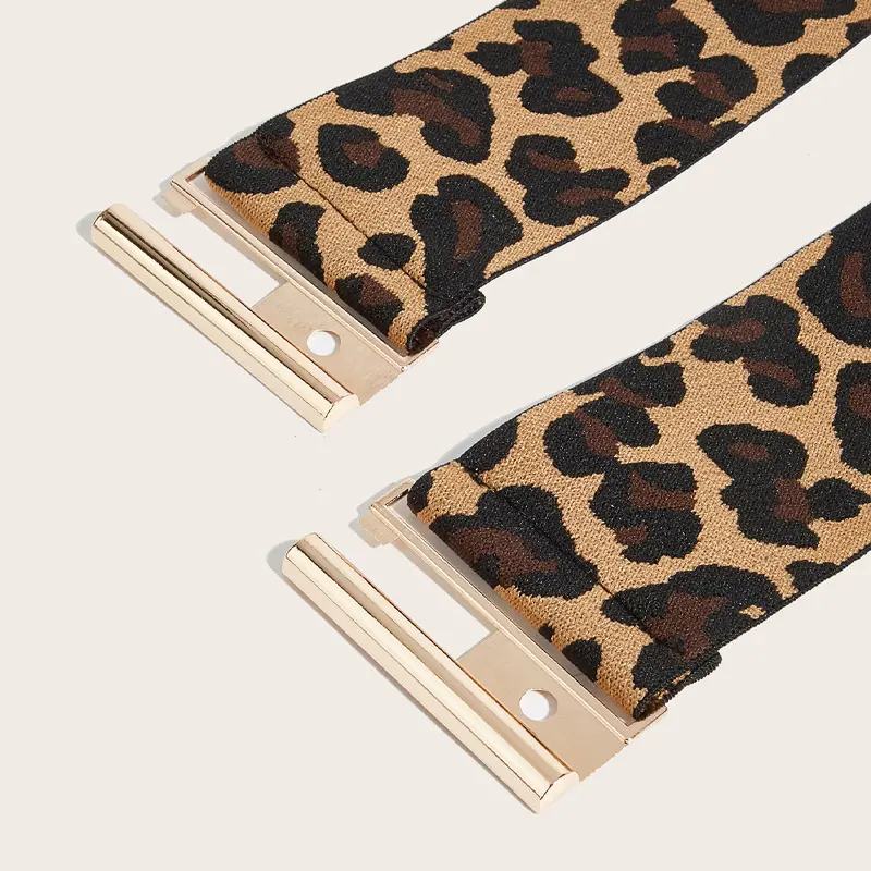 Fashion Elastic Leopard Wide Corset Belt Big Cummrebunds Designer Belts For Women High Quality Luxury Stretch Waistband Female