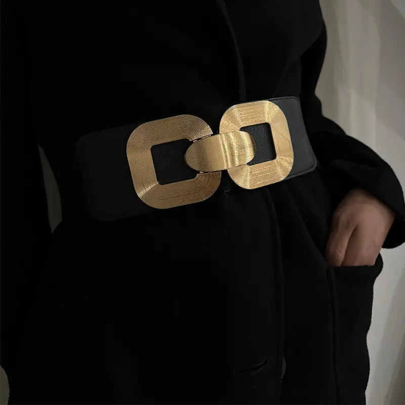 Black Plus Size Wide belt for women Girdles Elastic Cummerbunds Luxury Brands Designer Corset Belt Female Punk Gothic Belt Gold