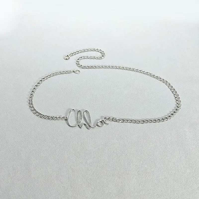 Minimalist Charm Retro Luxury Designer Waist Chain for Women Gold Plated Letter Girls Metal Daily Elegant Jeans Belt Female