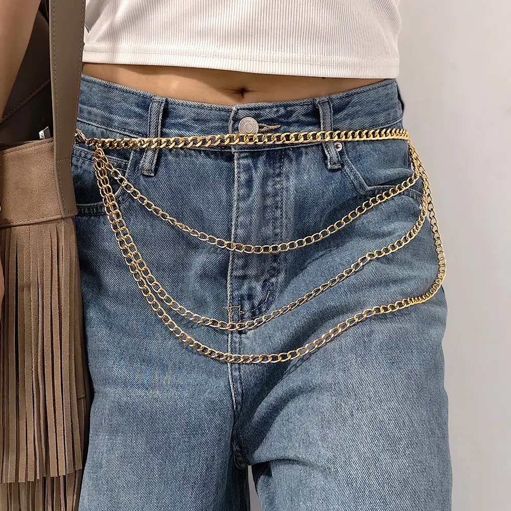 Fashion Golden Tassle Women's Waist Chain Boho Body Jewelry Dress Girdle For Women daily use Jeans Chain Belt Female For Party