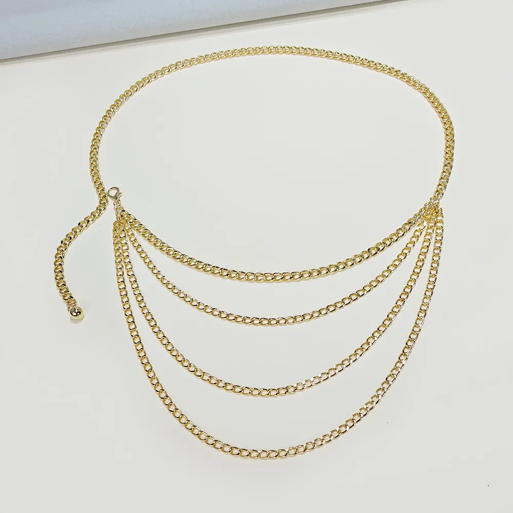 Fashion Golden Tassle Women's Waist Chain Boho Body Jewelry Dress Girdle For Women daily use Jeans Chain Belt Female For Party