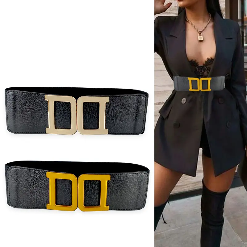 Fashion D Wide belt for Women Elastic Gothic corset belt high-end luxury brands Women's belt female Punk western Y2k belt