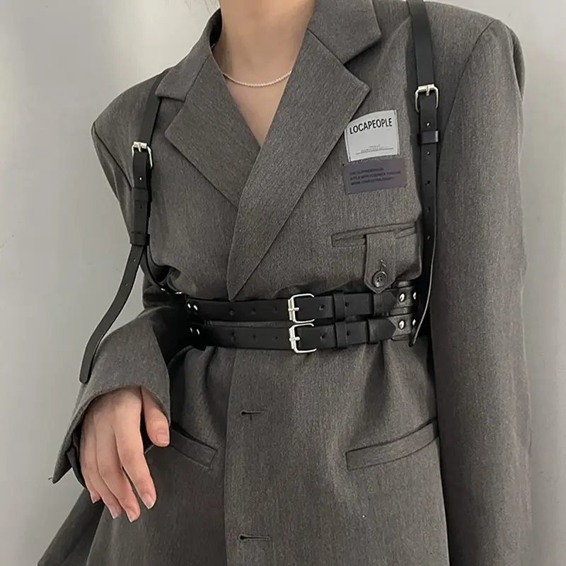 Women Fashion Harness Pu Leather Studded Decor Harness Adjustable Harness Belt Gothic Harness Bondage lingerie chest harness