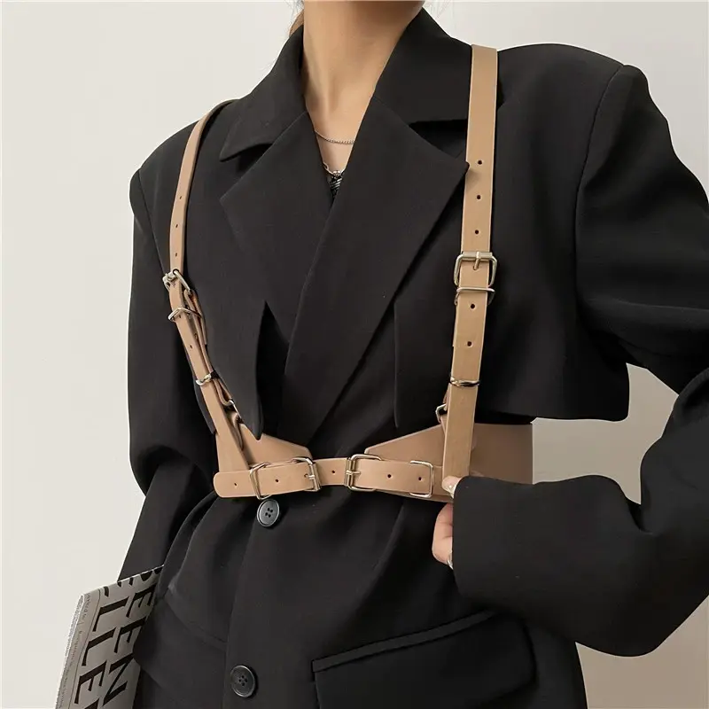 Women Fashion Harness Pu Leather Studded Decor Harness Adjustable Harness Belt Gothic Harness Bondage lingerie chest harness