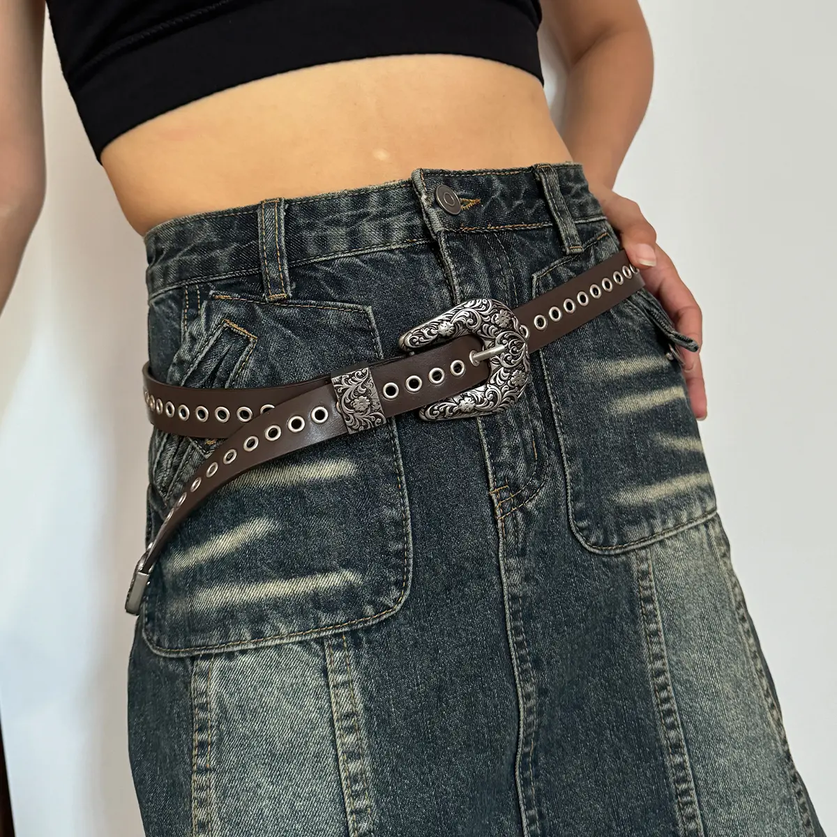 Western Cowgirl Cowboy Women's Belt Female Vintage Heart Personalized Belts For Men Punk Gothic Accesssory Girdle Waistband Male