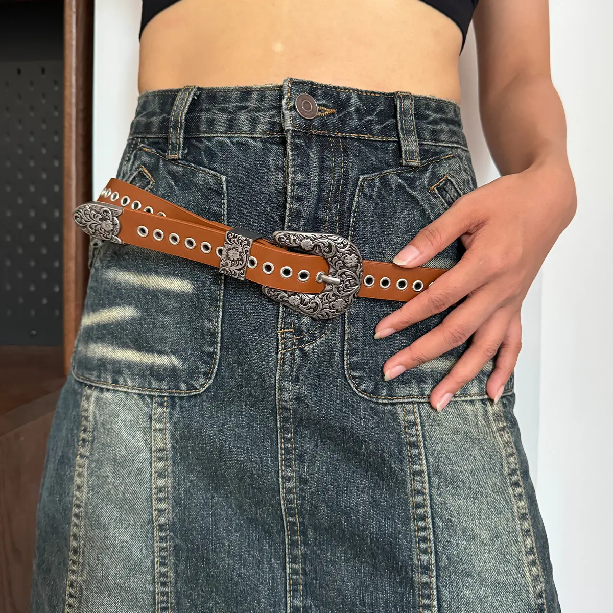 Western Cowgirl Cowboy Women's Belt Female Vintage Heart Personalized Belts For Men Punk Gothic Accesssory Girdle Waistband Male