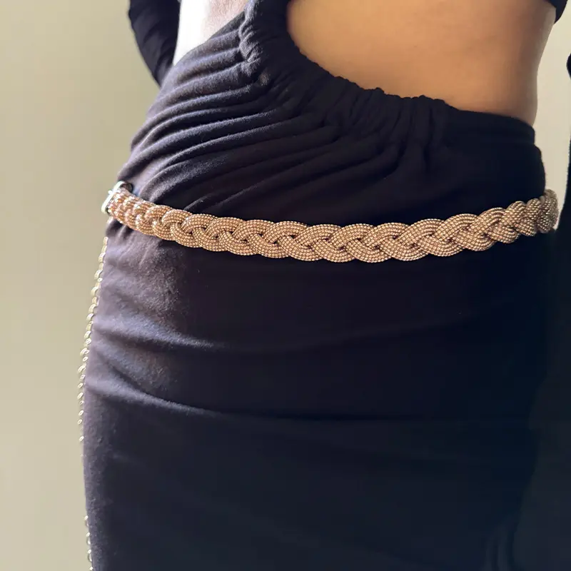 Fashion Women's rhinestone Blingbling Leather Rope Belt Dress Coat Shirt Decor Rope Belt Solid Lanyard For Waist Simple Belt