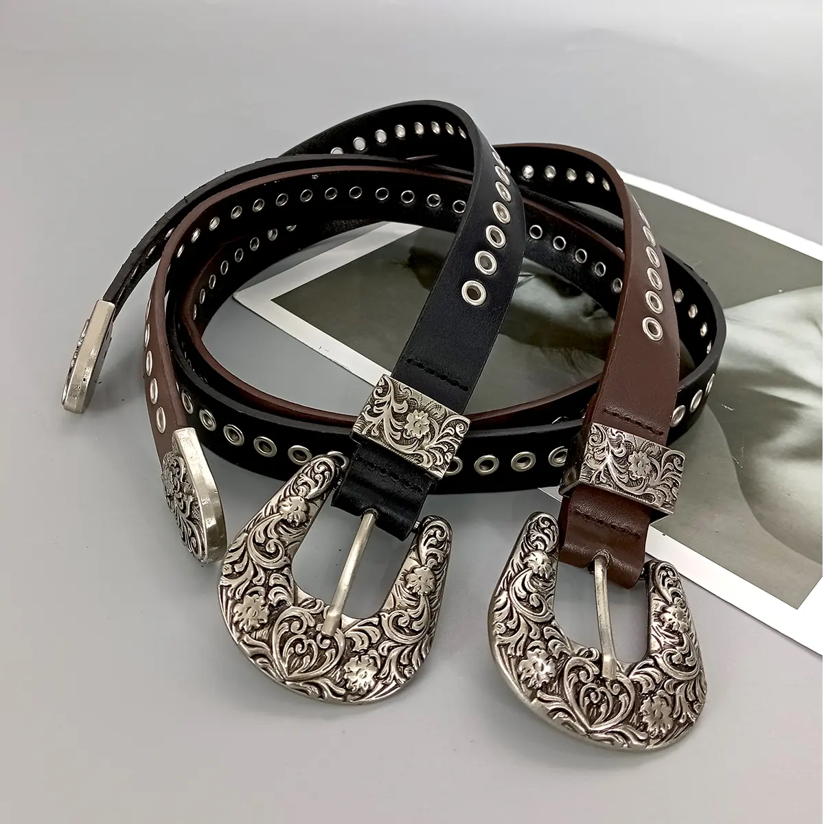 Western Cowgirl Cowboy Women's Belt Female Vintage Heart Personalized Belts For Men Punk Gothic Accesssory Girdle Waistband Male