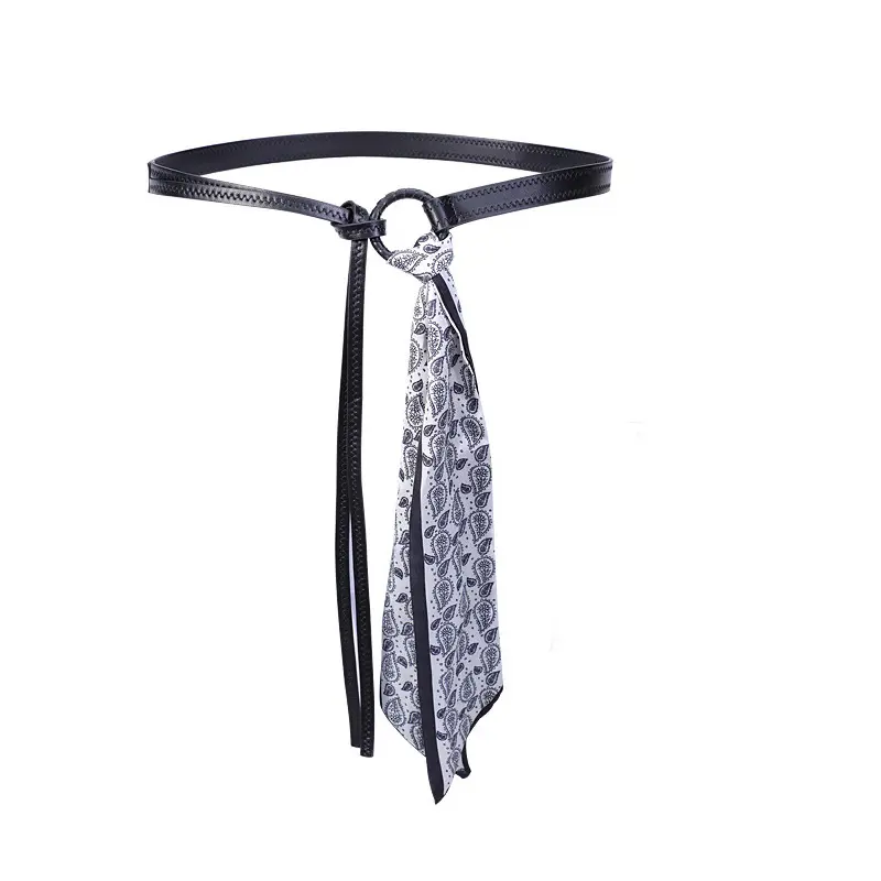 Luxury Designer Punk Scarf Leather Belt For Woman Fashion Waist Chain Hairband Neckerchief Headband Foulard Bag Ribbons Gift